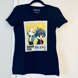 🐝(4/$15) Banana Fish Juniors XS Ash & Ejii Chibi Graphic Tee Anime